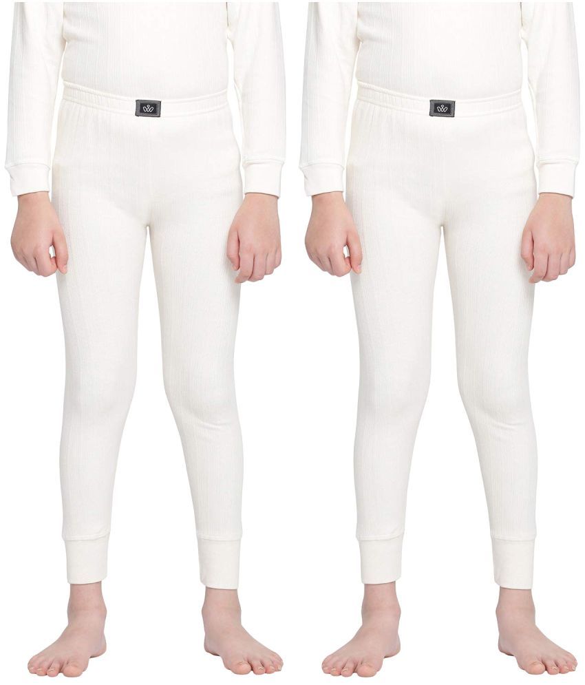     			Dixcy Scott Full Length Plain/Solid Off-White Thermal Lower/Trouser/Bottom/Pants for Boys/Girls/Kids - Pack of 2