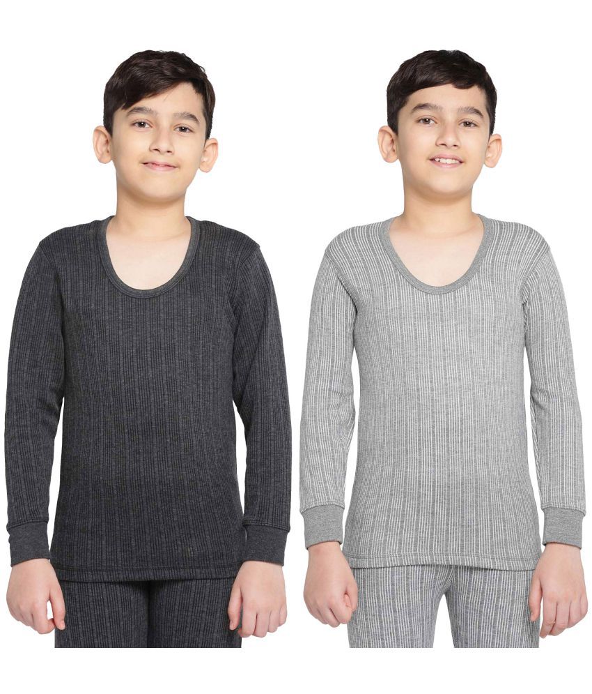     			Dixcy Scott Round Neck Full Sleeves Plain/Solid Multicolor Thermal Upper/Top/Vest for Boys/Girls/Kids - Pack of 2