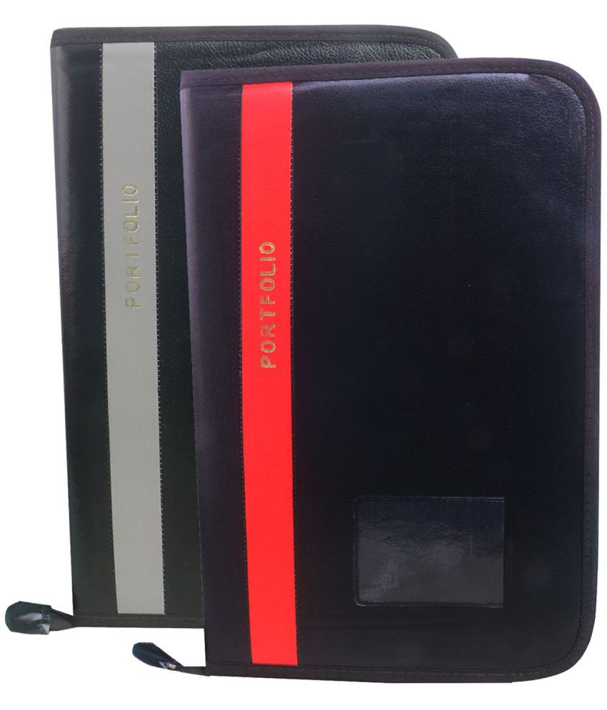     			Kopila PU 20 Leafs A4/FS Size File & Folder/Executive/ZIP File/Document Excutive Zipper Bag Set of 2 DarkRed & Grey