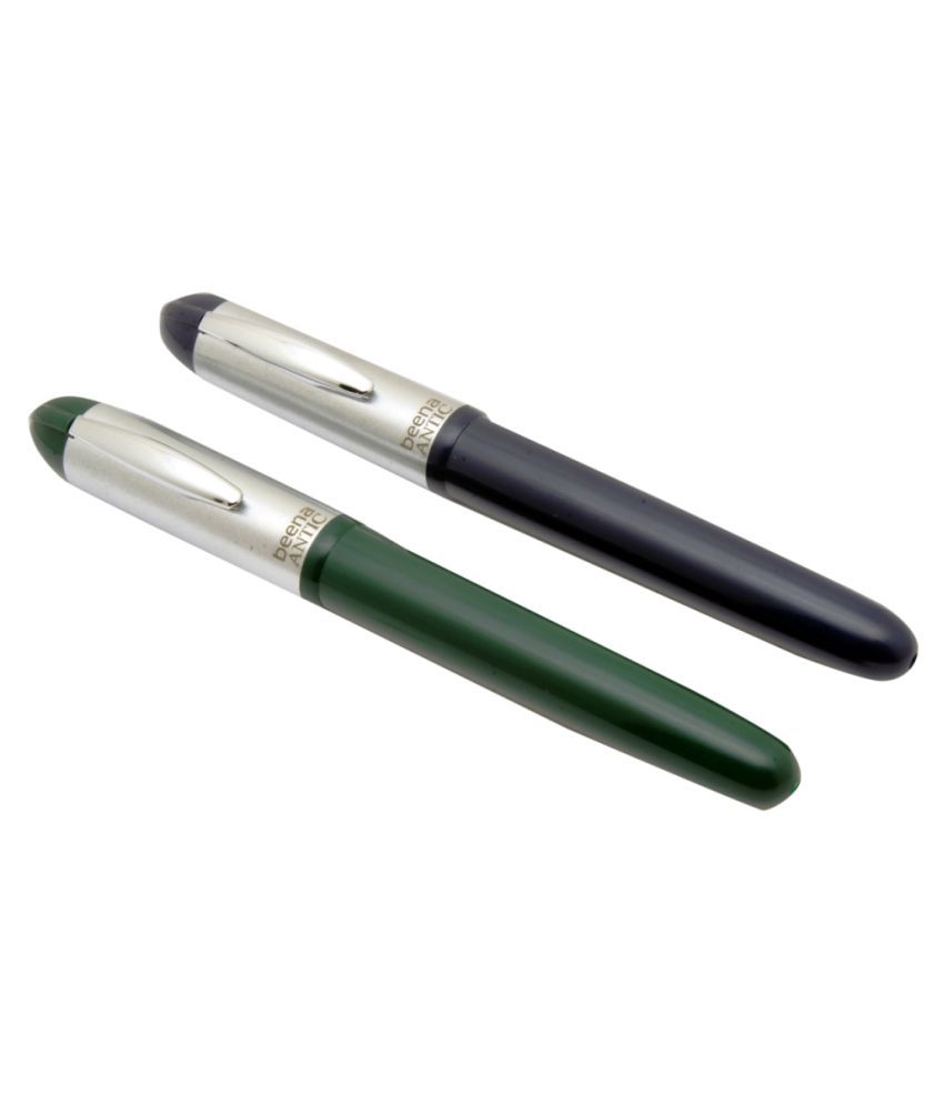     			Srpc Set Of 2 Beena Antic Fountain Pens 3in1 Ink Filling Mechanism Steel Cap - Blue & Green
