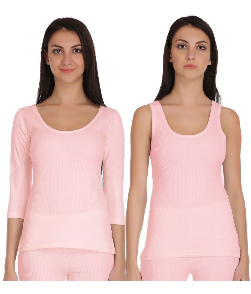     			Selfcare Cotton Blend Topwear - Pink Pack of 2