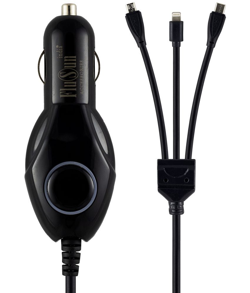 FluSun india Car Mobile Charger CC-3IN1 Black