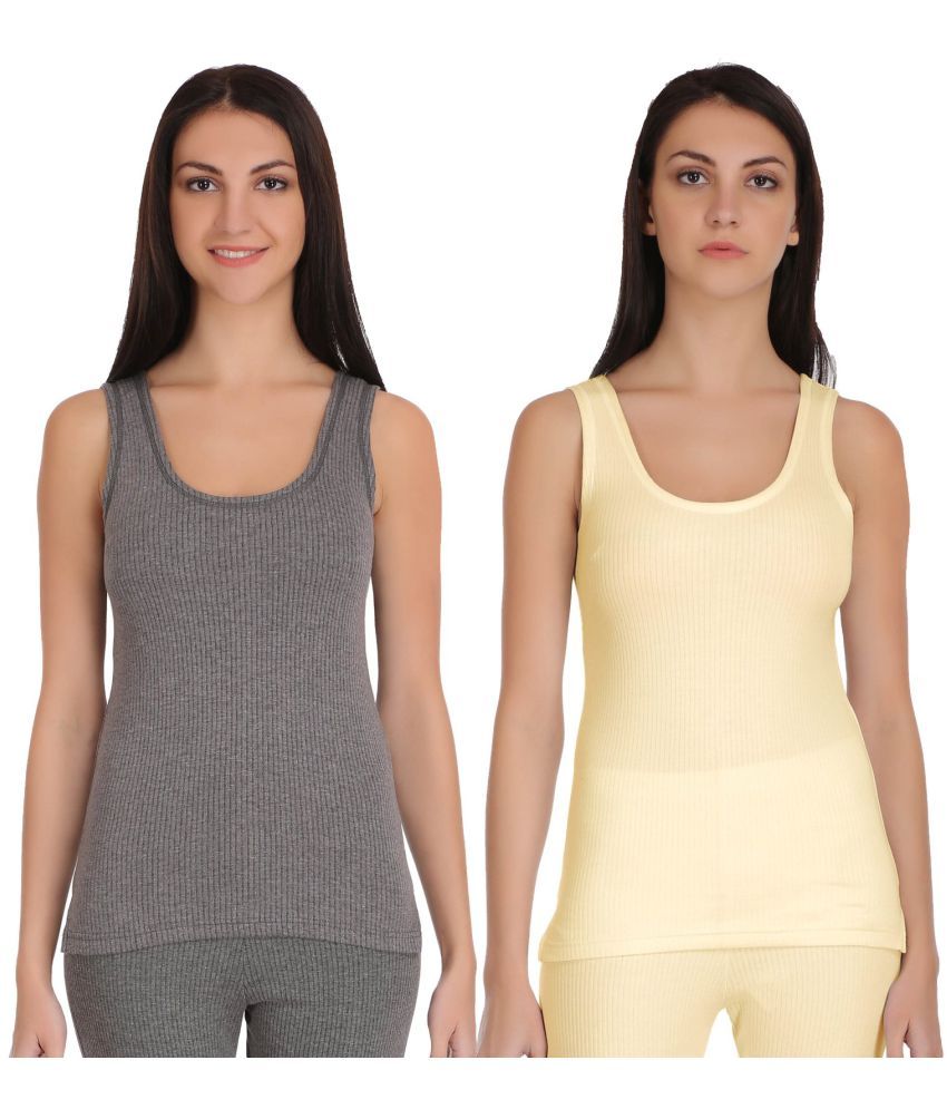     			Selfcare Cotton Blend Topwear - Grey Pack of 2