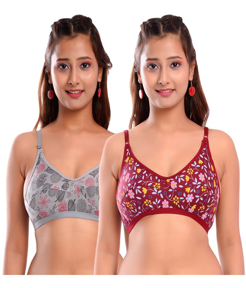     			Elina Pack of 2 Cotton Non Padded Women's T-Shirt Bra ( Multi Color )