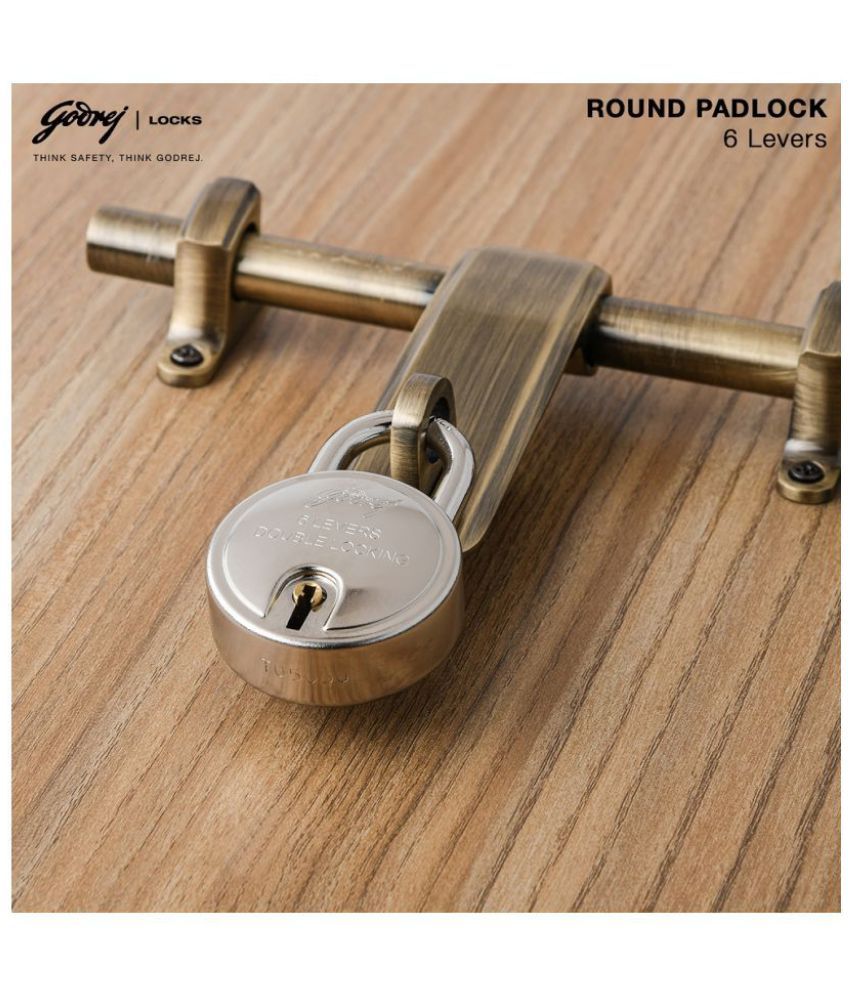 Buy Godrej Round Padlock 6 Levers 3 Keys, (Set of 3) Online at Low