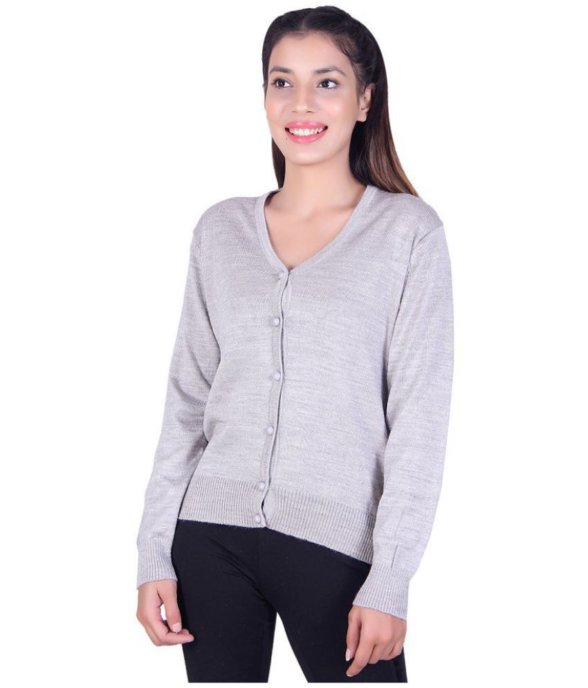     			Ogarti Acrylic Grey Buttoned Cardigans - Single