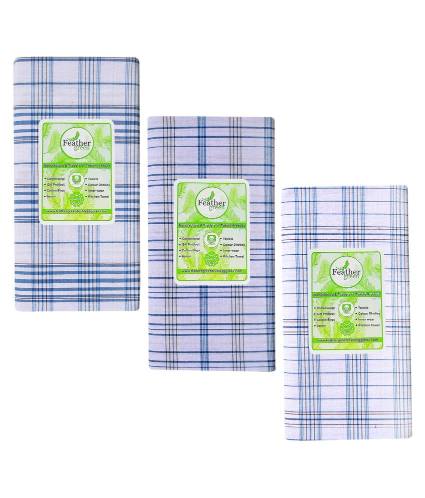     			Feather Green Multi Lungi Pack of 3