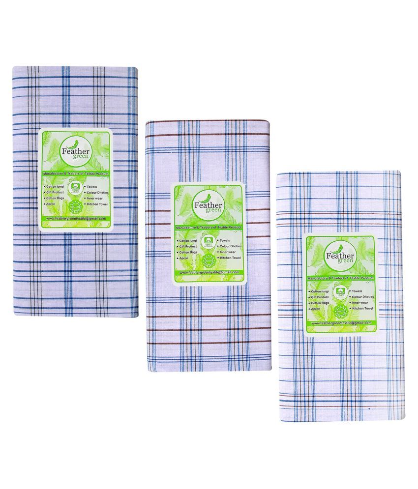     			Feather Green Multi Lungi Pack of 3