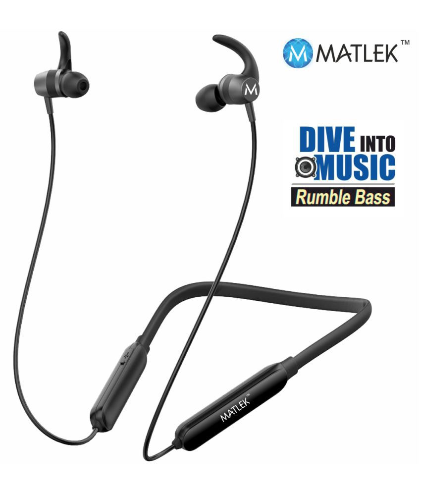 Matlek Bluetooth In Ear Wireless With Mic Headphones/Earphones Black
