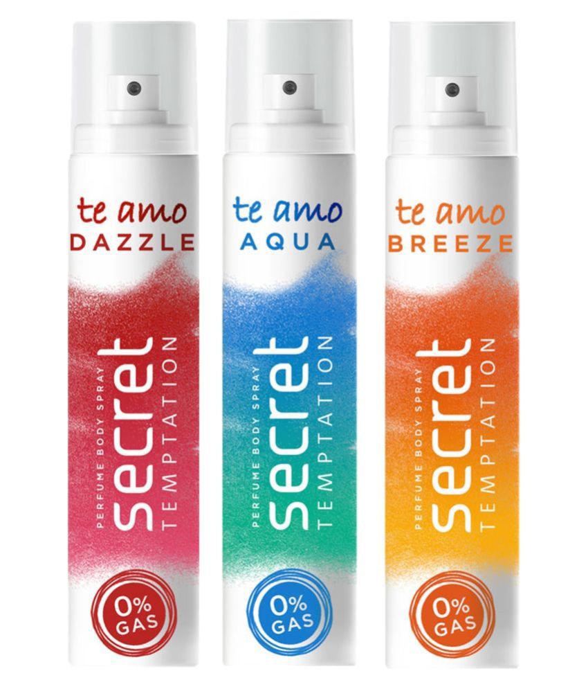     			secret temptation Te Amo Dazzle, Aqua and Breeze No Gas Perfume Body Spray Perfume Body Spray - For Women (360 ml, Pack of 3)