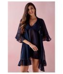 Clovia - Navy Blue Polyester Women's Nightwear Baby Doll Dresses With Panty