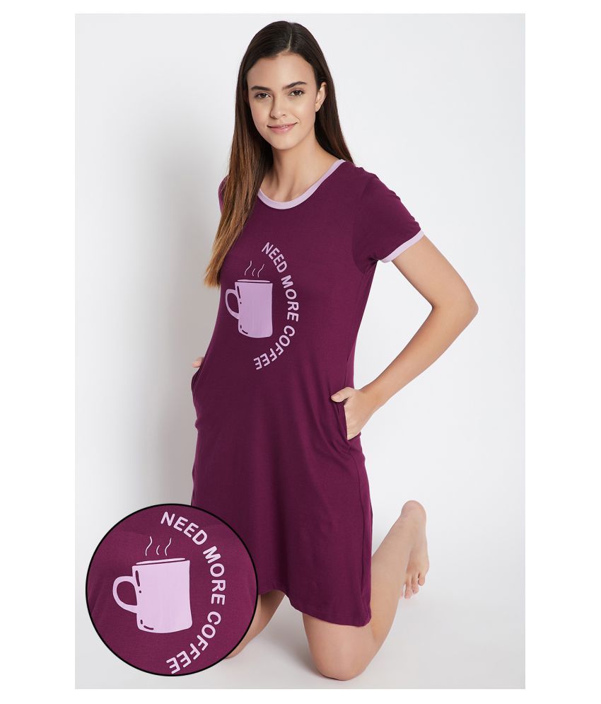     			Clovia Cotton Night Dress - Purple