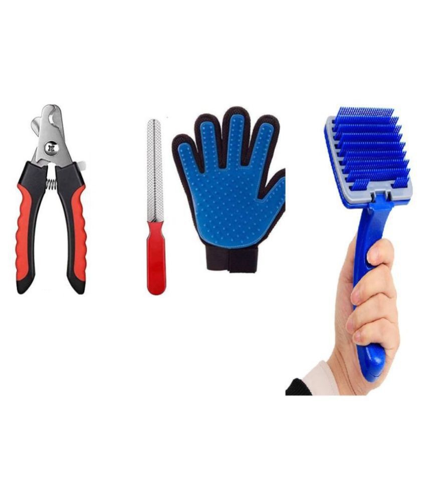     			KOKIWOOWOO Dog Grooming Kit With Nail Cutter, Filler, & Glove Set of 4
