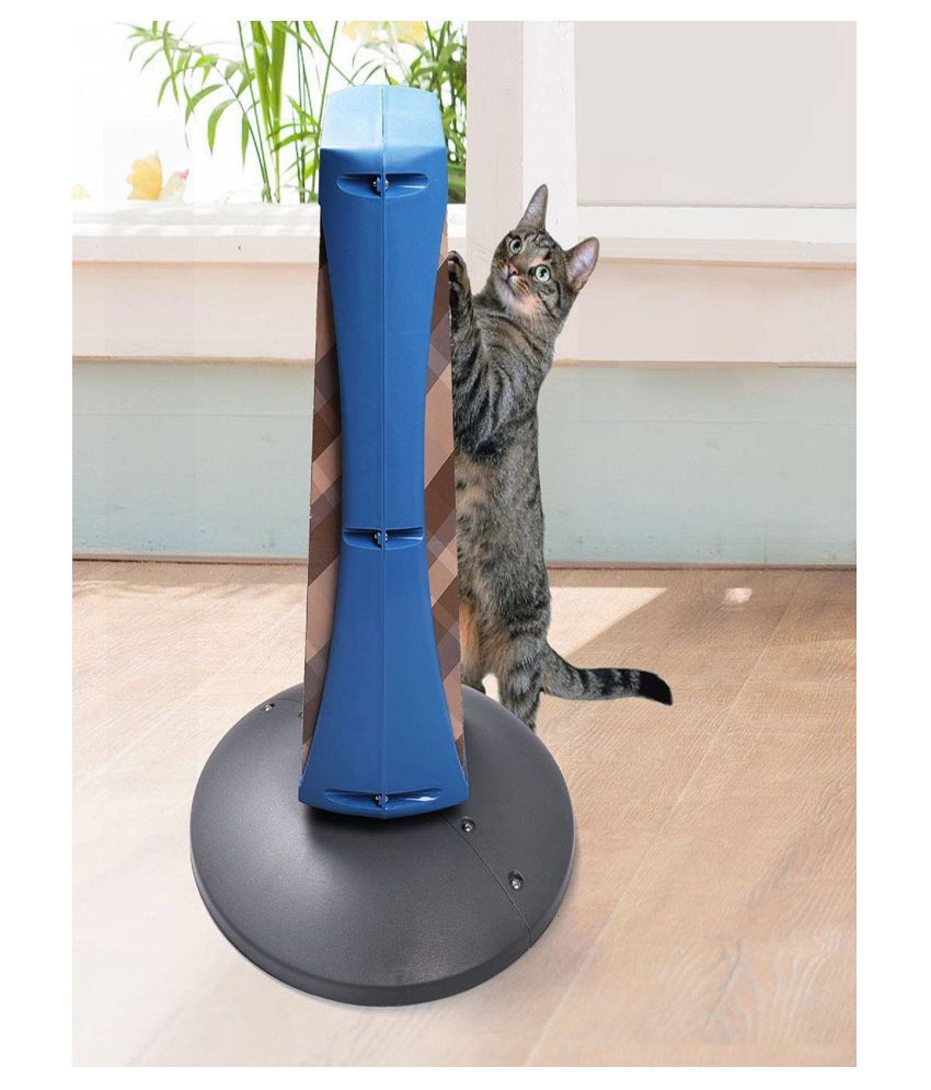 Emily Pets Cat Scratching Post, Removable Corrugated Cat Scratcher Pads, Couch Corner Lounge Carpet Scratcher Cardboard with Rotating Base for Kitty Activity Center