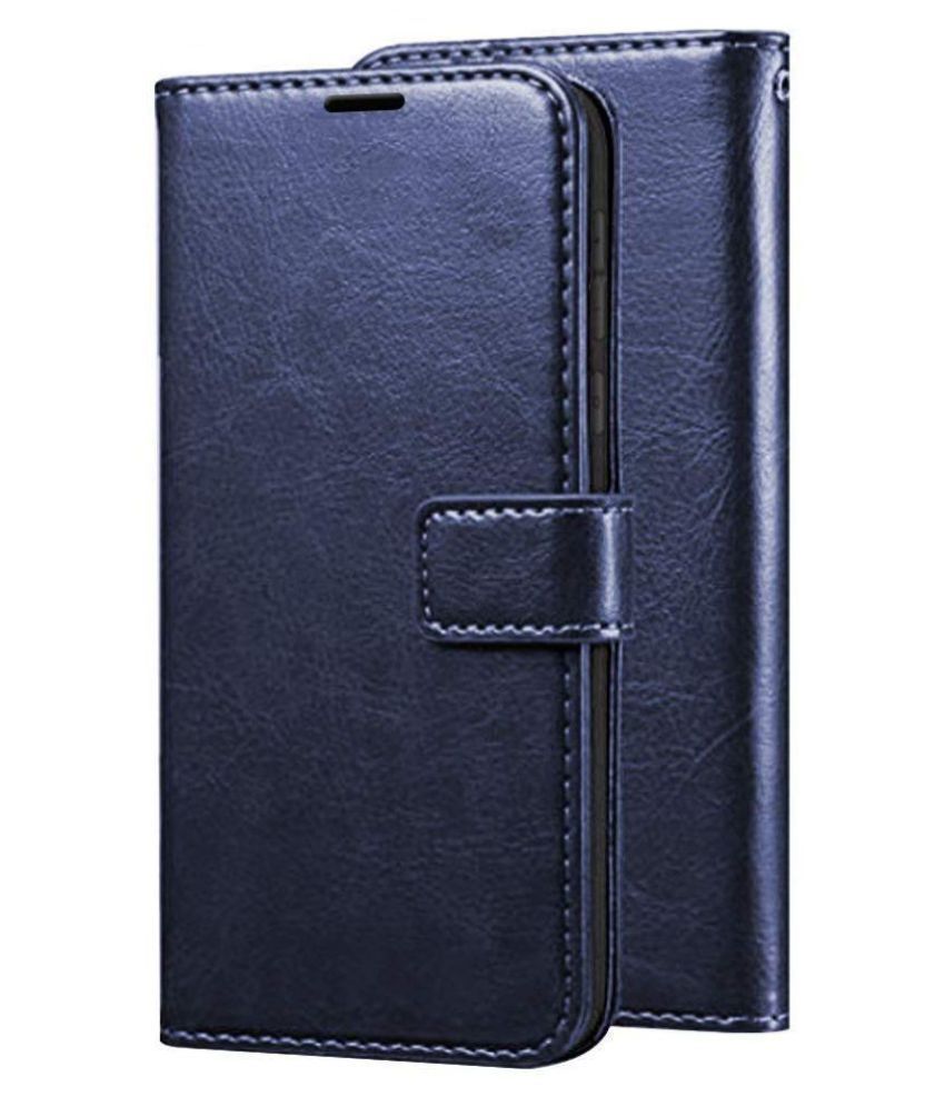     			Realme 8i Flip Cover by Kosher Traders - Blue Leather Stand Case