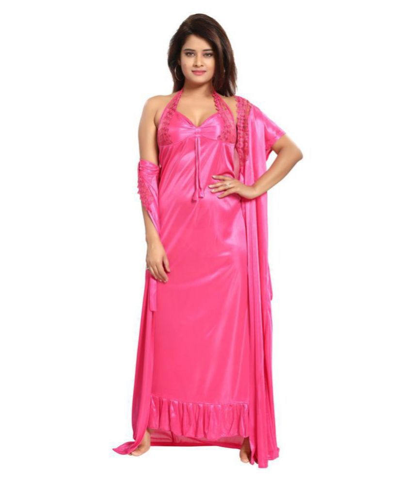     			Reposey Satin Nighty & Night Gowns - Pink Pack of 2