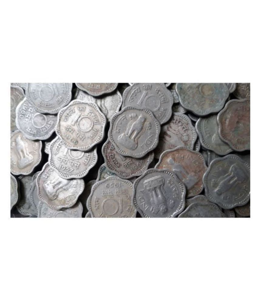     			500 PIECES LOT - 10 P Copper Nickel Mixed Years - India - 1957 1958 1959 1960 1961 1962 1963 19641965 1966 1967 - CIRCULATED Condition…