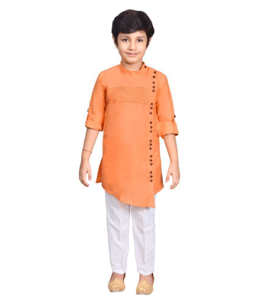     			Joley Poley 100% Cotton Kurta Sets ( Light Orange )