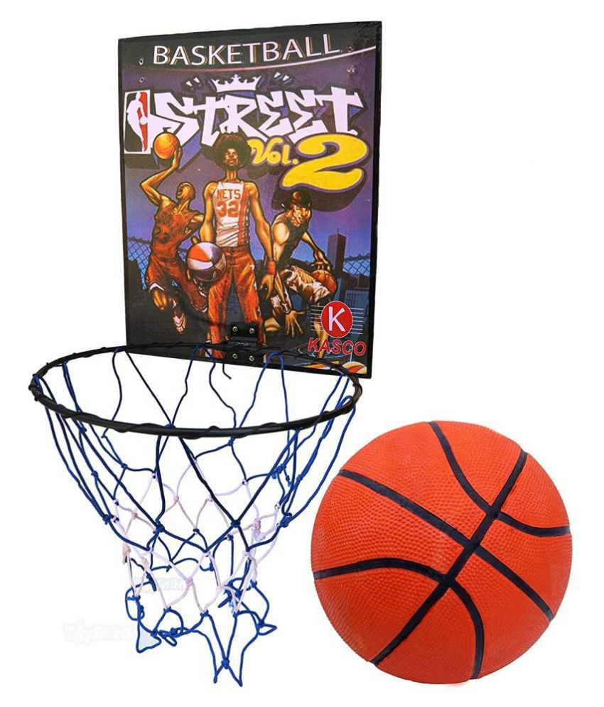 Toyshine Indoor Door and Wall Mountable Basketball Hoop Set with 5 No Basketball - Multicolour (SSTP)