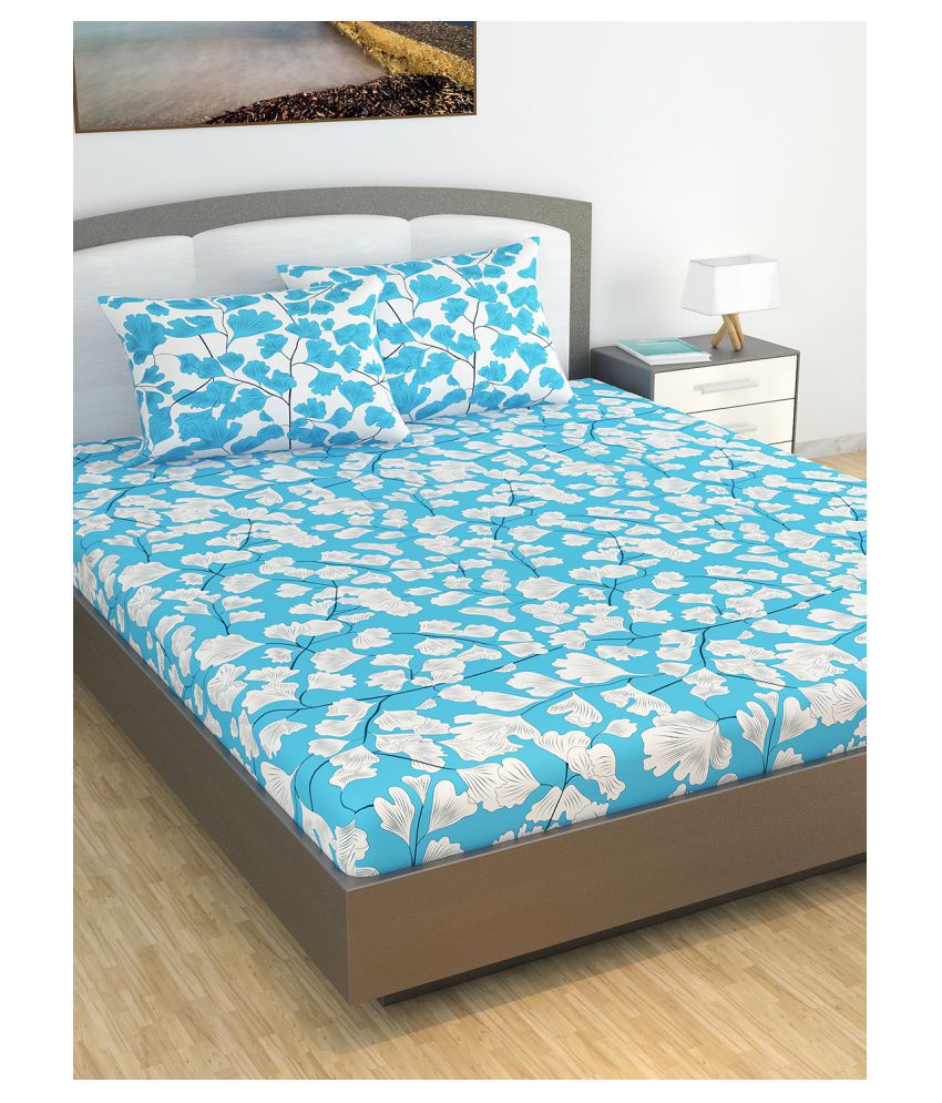     			DIVINE CASA Cotton Double Bedsheet with 2 Pillow Covers ( 254 cm x 222 cm )