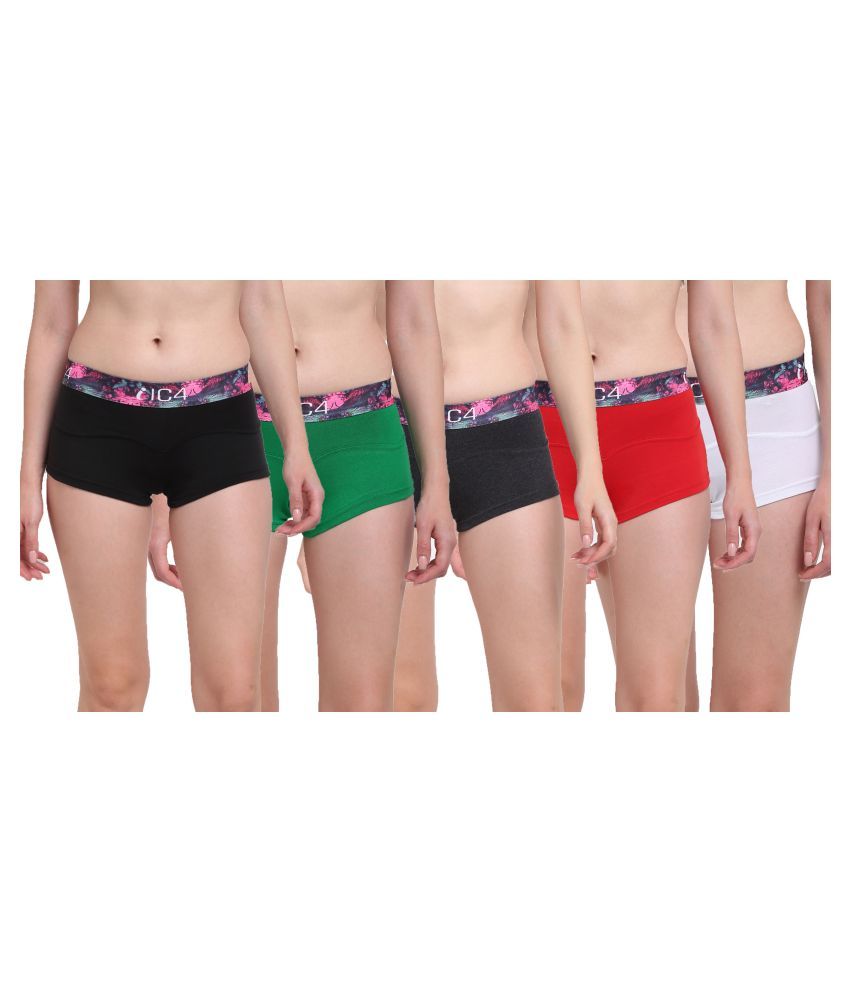     			IC4 Pack of 5 Cotton Lycra Women's Boy Shorts ( Multi Color )