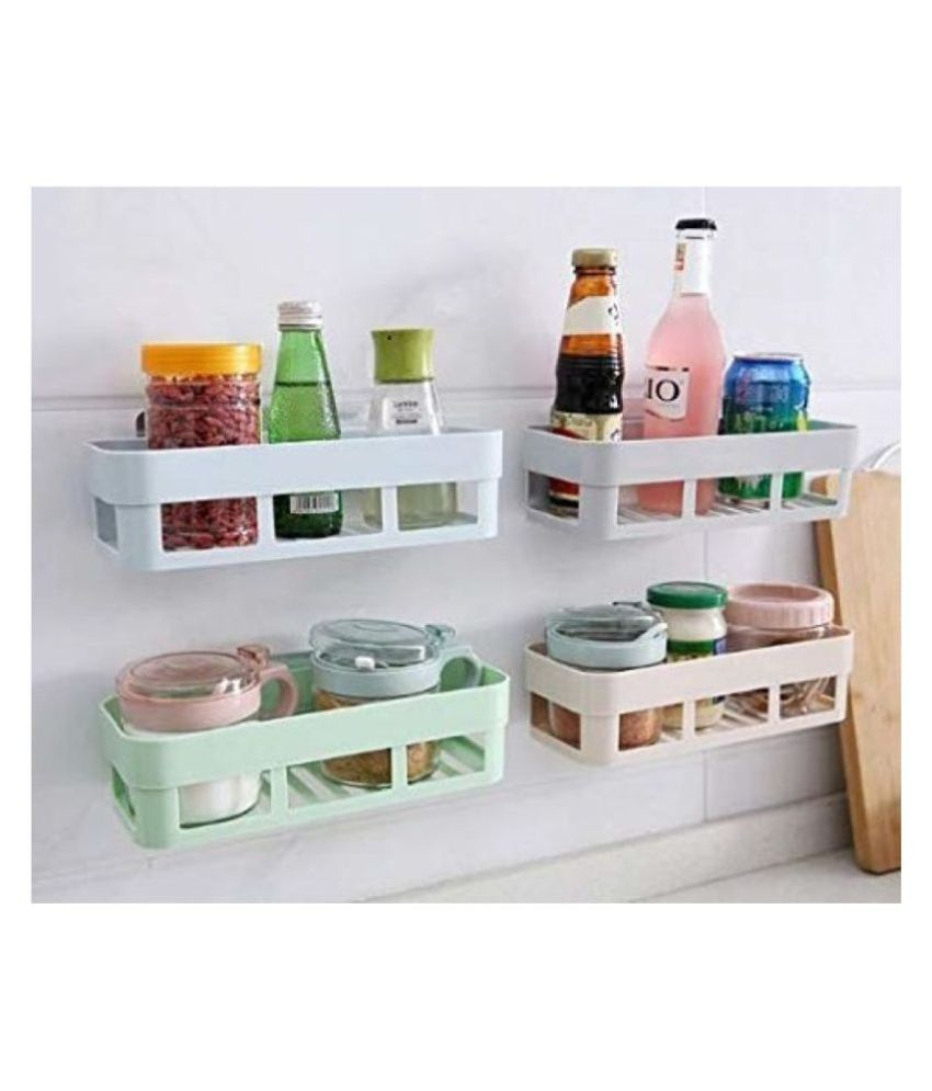 Mr Bhoot Self Adhesive Bathroom Racks and Shelves Pack Of 4, Wall