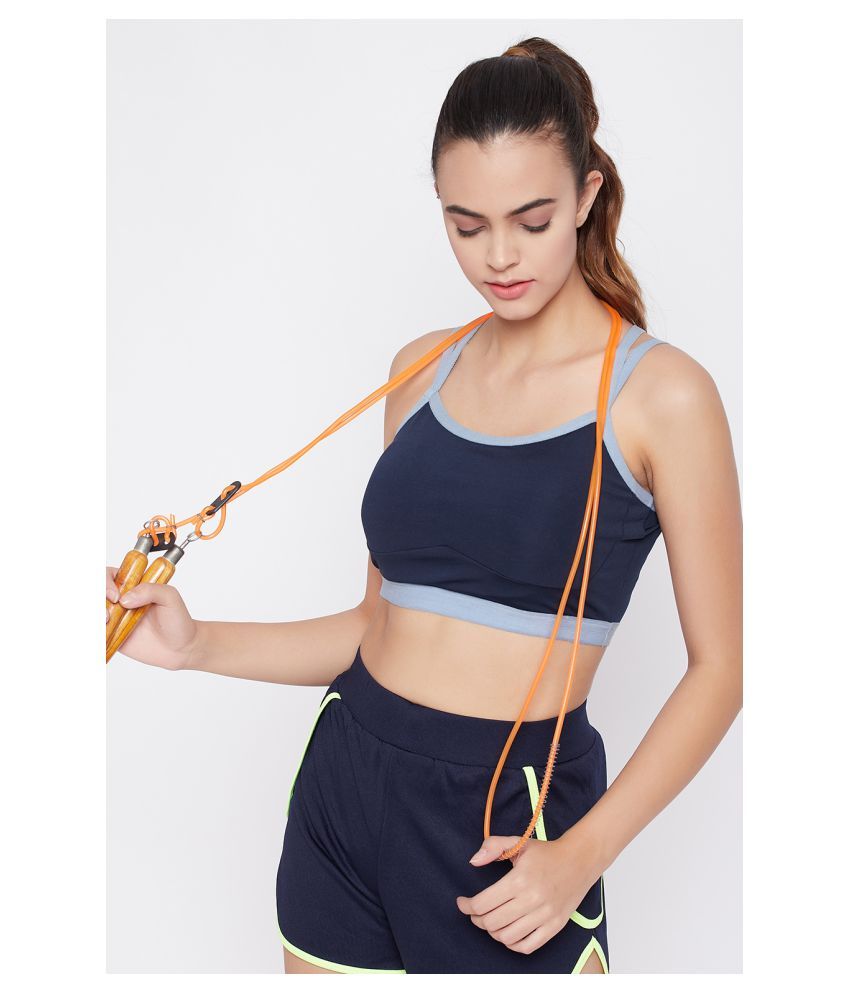     			Clovia Blue Poly Spandex Solid Sports Bra - Single