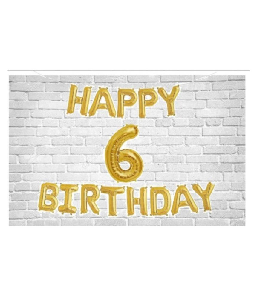     			Happy Birthday (Golden) with Numeric no. 6 (Pack of 14)