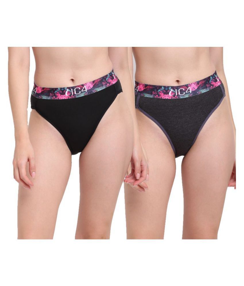     			IC4 Pack of 2 Cotton Lycra Women's Bikini Panties ( Multi Color )