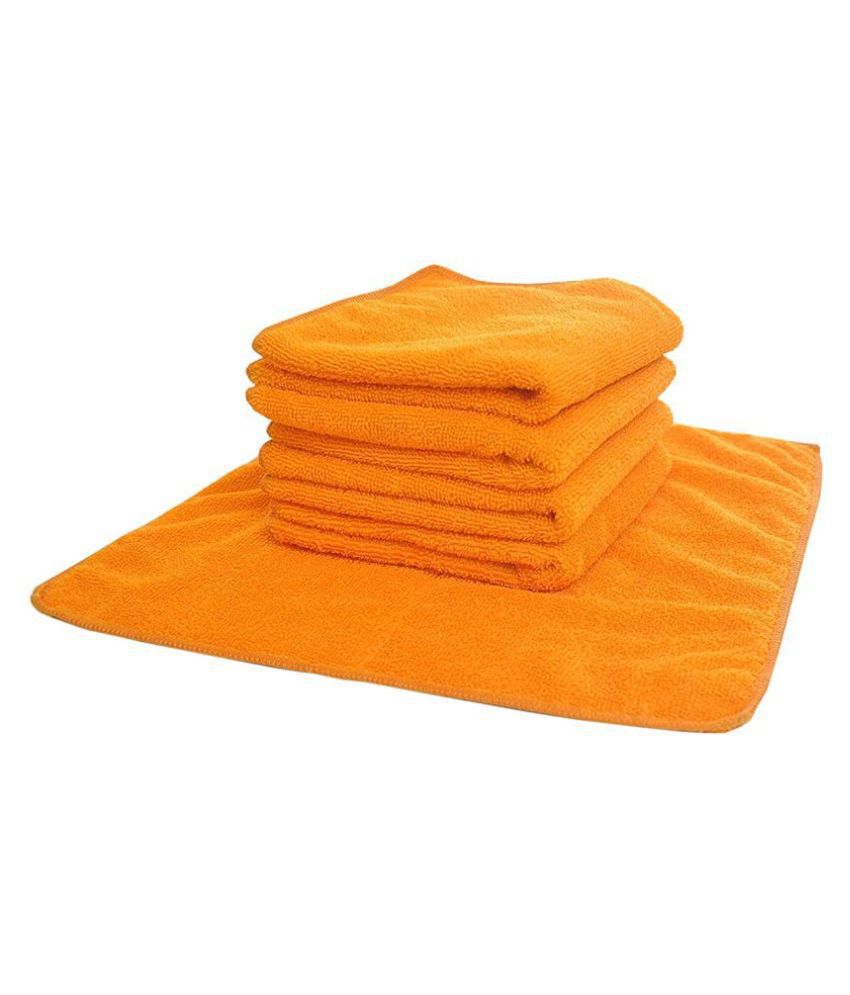INGENS Microfiber Cleaning Cloths,40x40cms 400GSM Orange-Colour! Highly Absorbent, Lint and Streak Free, Multi -Purpose Wash Cloth for Kitchen, Car, Window, Stainless Steel, Silverware.(Pack of 5)…