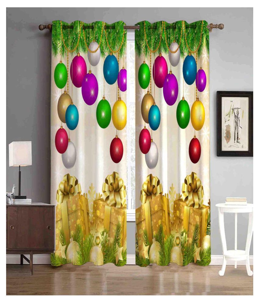     			Koli collections Set of 2 Door Semi-Transparent Eyelet Polyester Brown Curtains ( 213 x 121 cm )