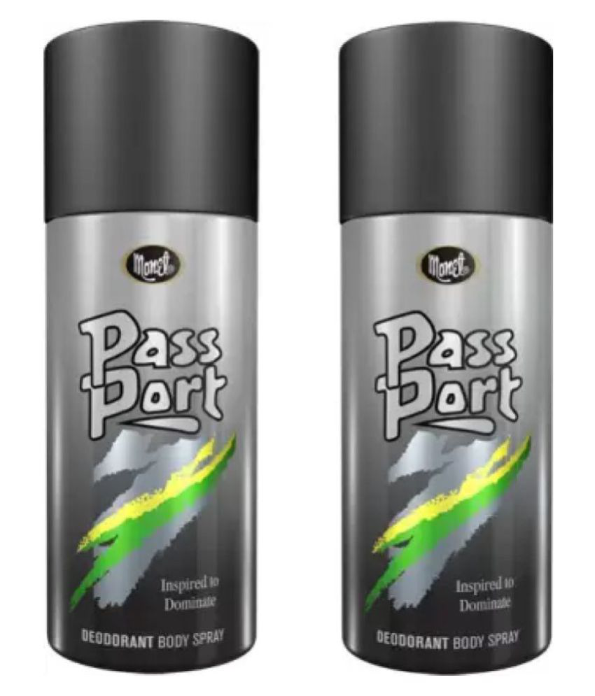     			MONET Passport Black Deodorant Spray - For Men & Women  (150 ml each, Pack of 2)