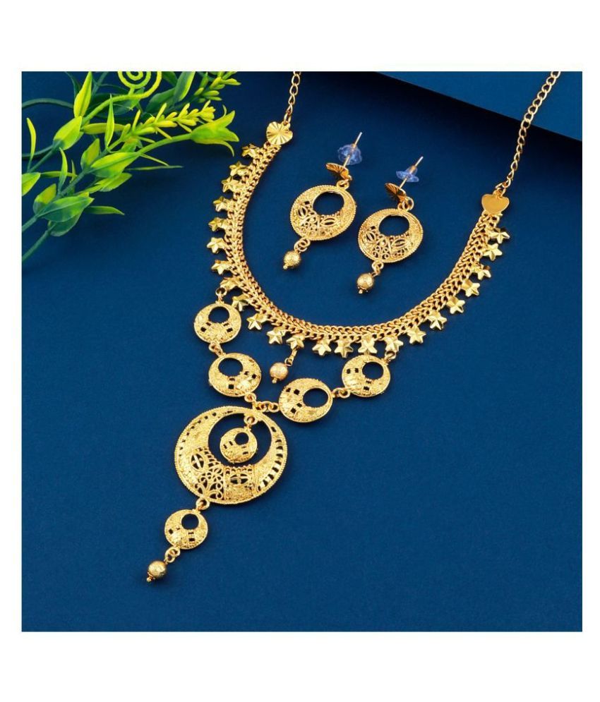     			Paola Alloy Golden Traditional Necklaces Set Long Haram