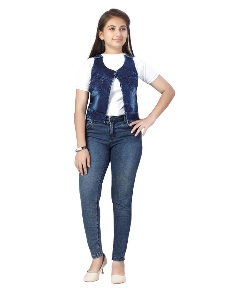 Aarika Girl's Party Wear Denim Jacket 