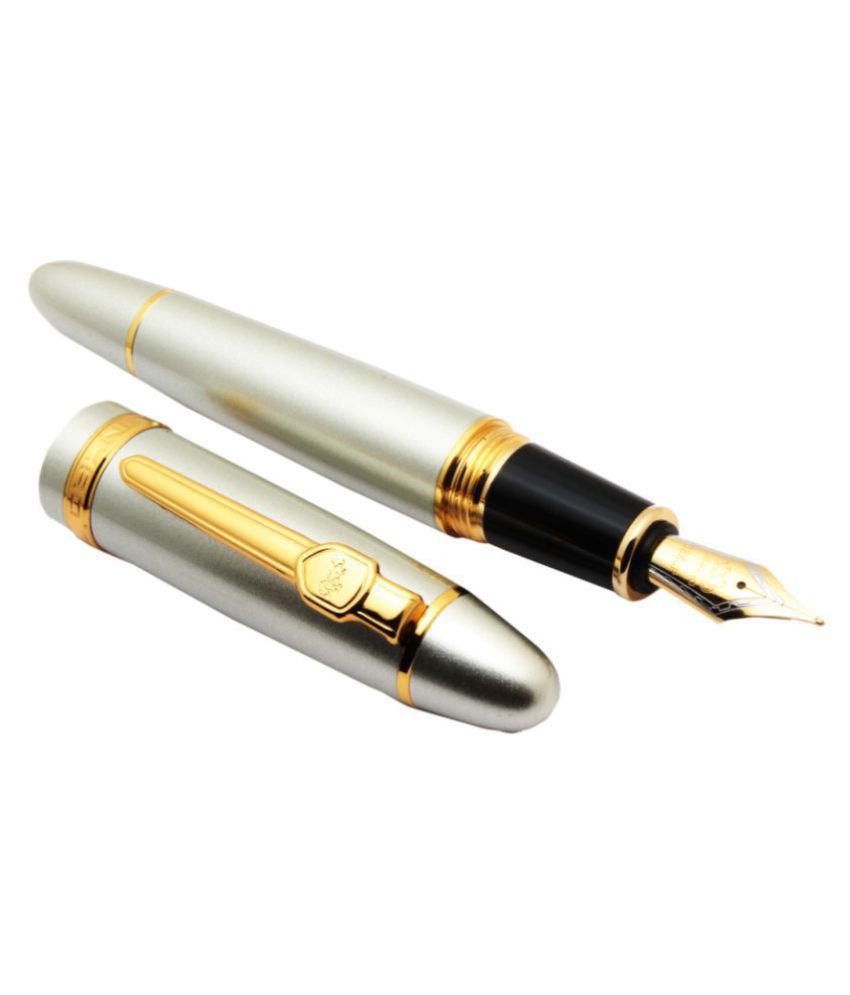     			Ledos Jinhao 159 Masterpiece Metal Signature Fountain Pen Silver and Gold Clip
