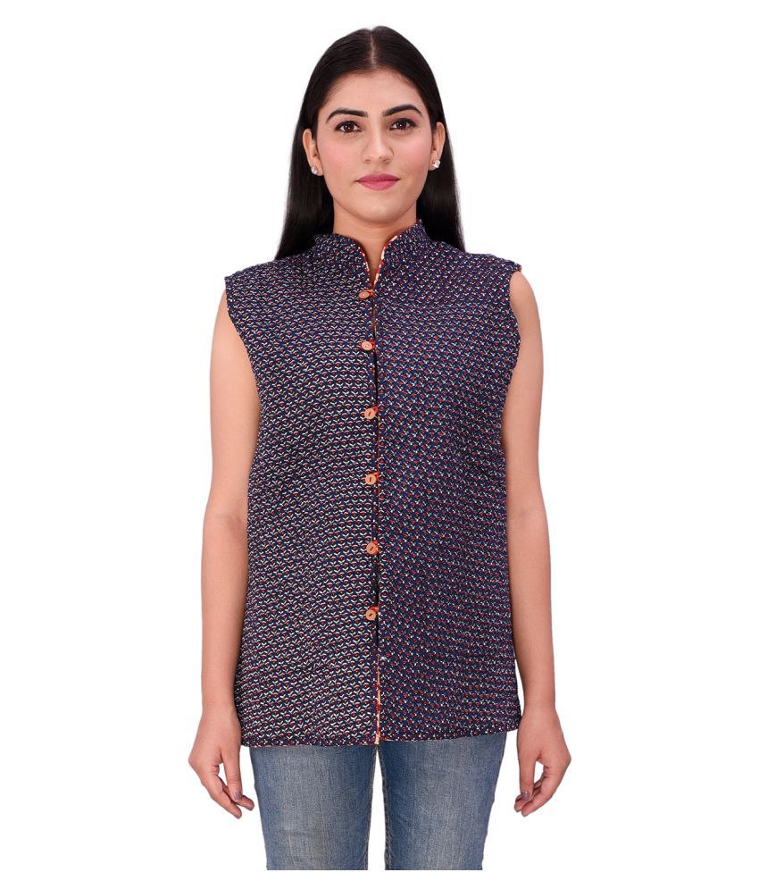     			Raj Cotton Blue Ethnic Jacket Single