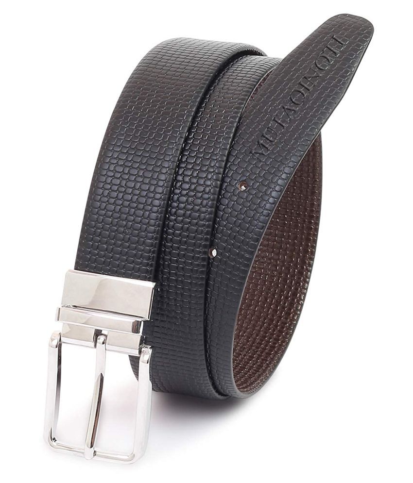 MUTAQINOTI Black Leather Formal Belt