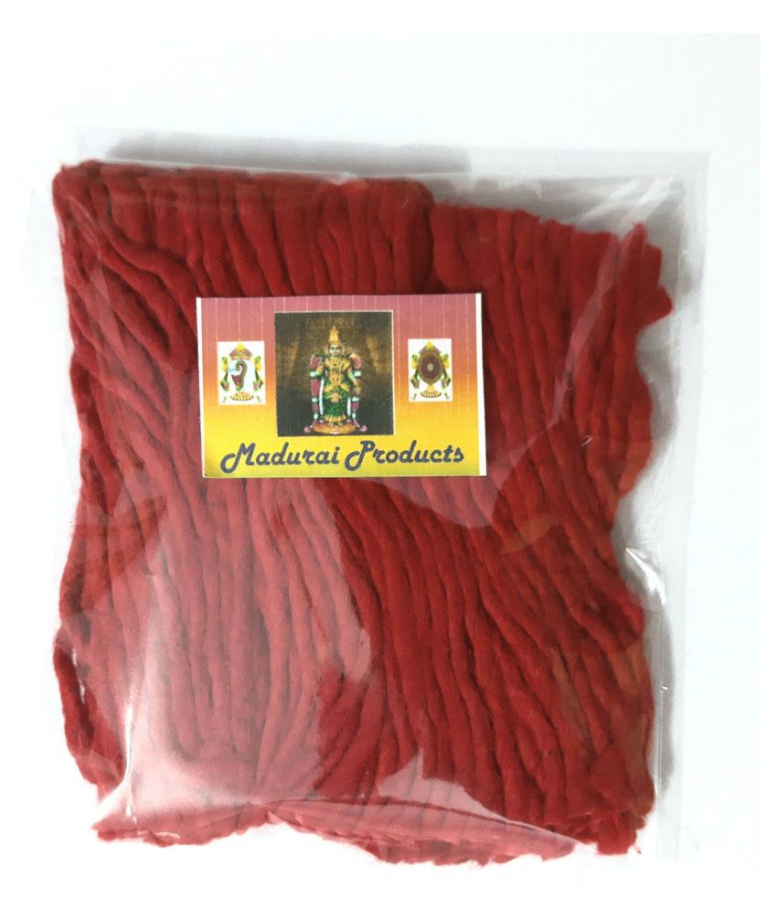     			Madurai Products Red WICKS THIRI Batti Long Cotton Wicks or Diya Batti Navratri Special Jyot Batti Pack LENGTH 9CM X HEIGHT 9CM X   5MM WIDTH - 108 PIECES