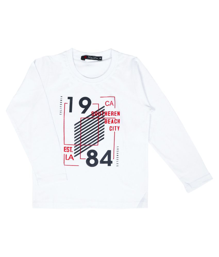     			NEUVIN - White Cotton Blend Boy's T-Shirt ( Pack of 1 )