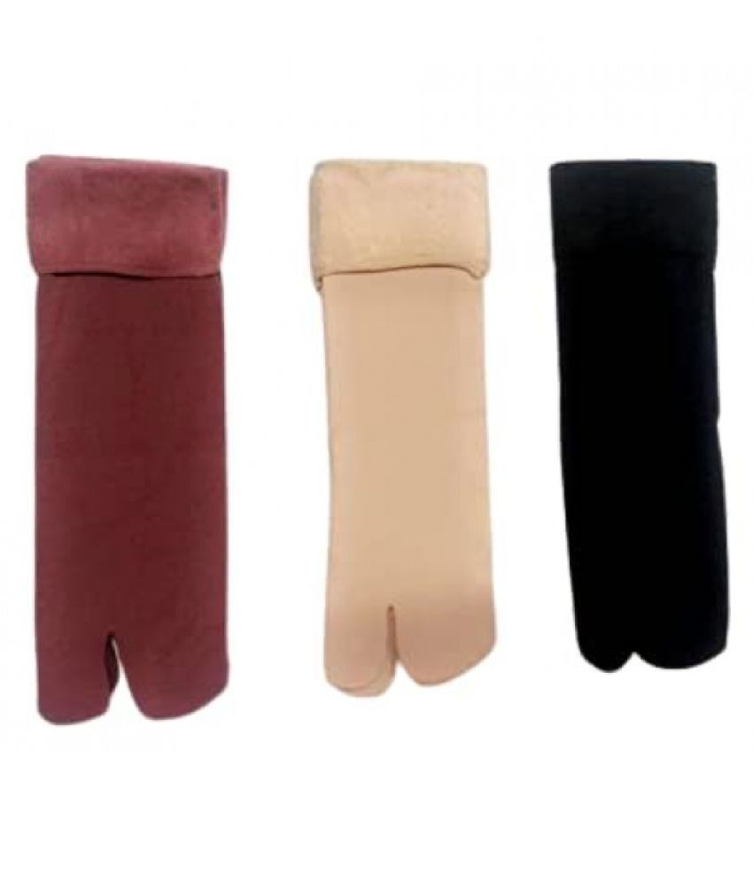     			Total Health Women's Multicolor Velvet Combo Thumb Winter Socks ( Pack Of 3 )