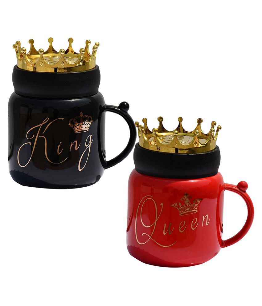 ELOHA Creative King&Queen Ceramic Coffee Mug 2 Pcs 400 mL