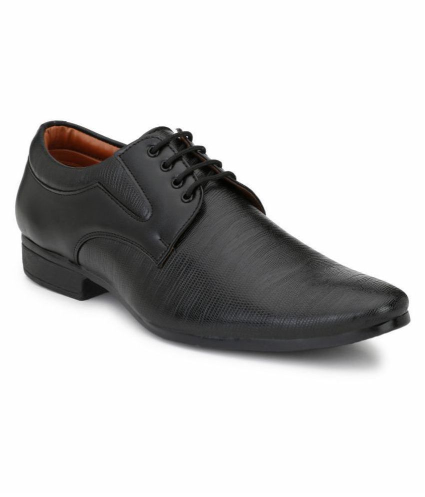John Karsun Derby Artificial Leather Black Formal Shoes