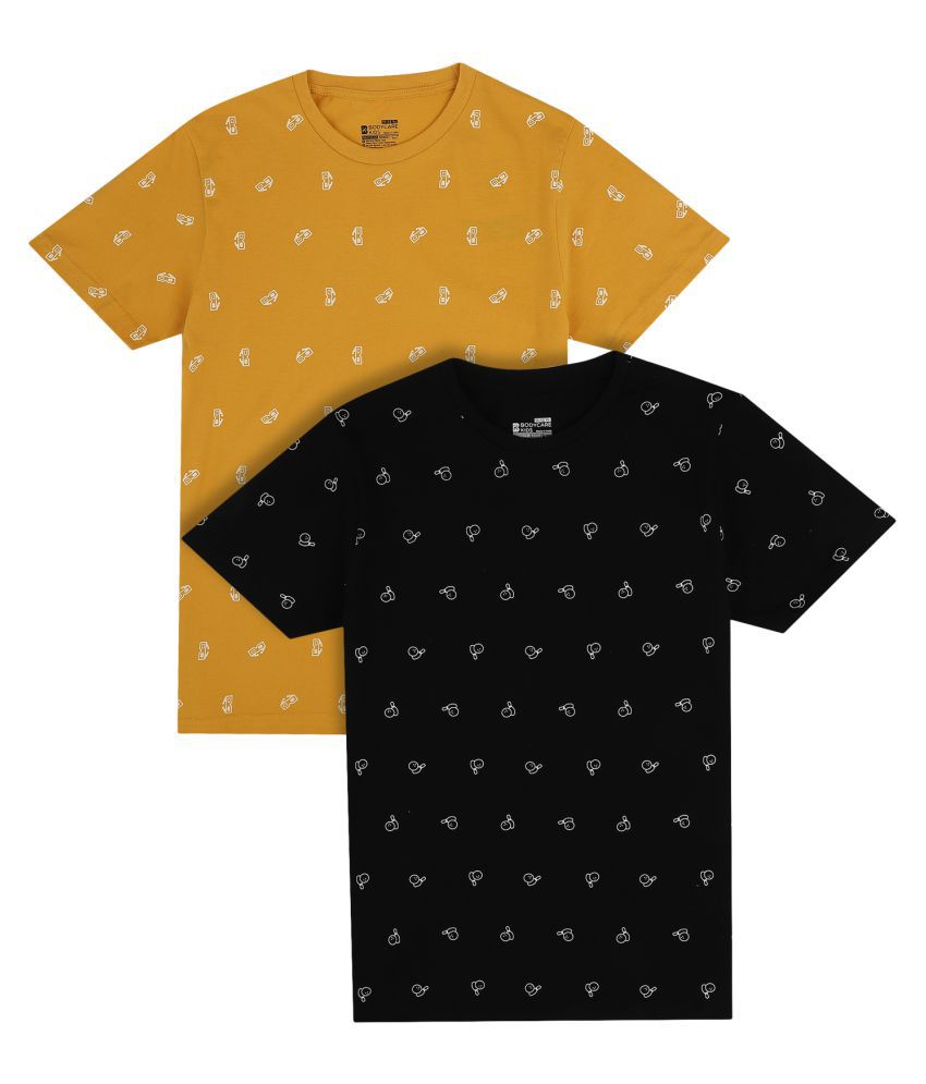     			Proteens Boys Black And Musterd Antiviral Range Printed T-Shirt