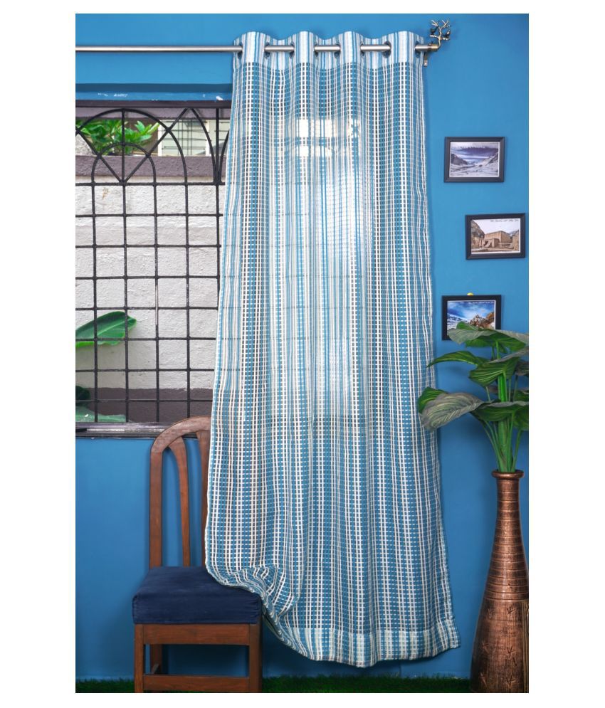 4 X GINGHAM CHECK BLUE WHITE 16" X 16" X 1" SEAT PAD TO MATCH CURTAIN DRAPES
