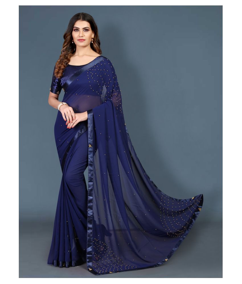     			Aika Blue Georgette Saree - Single