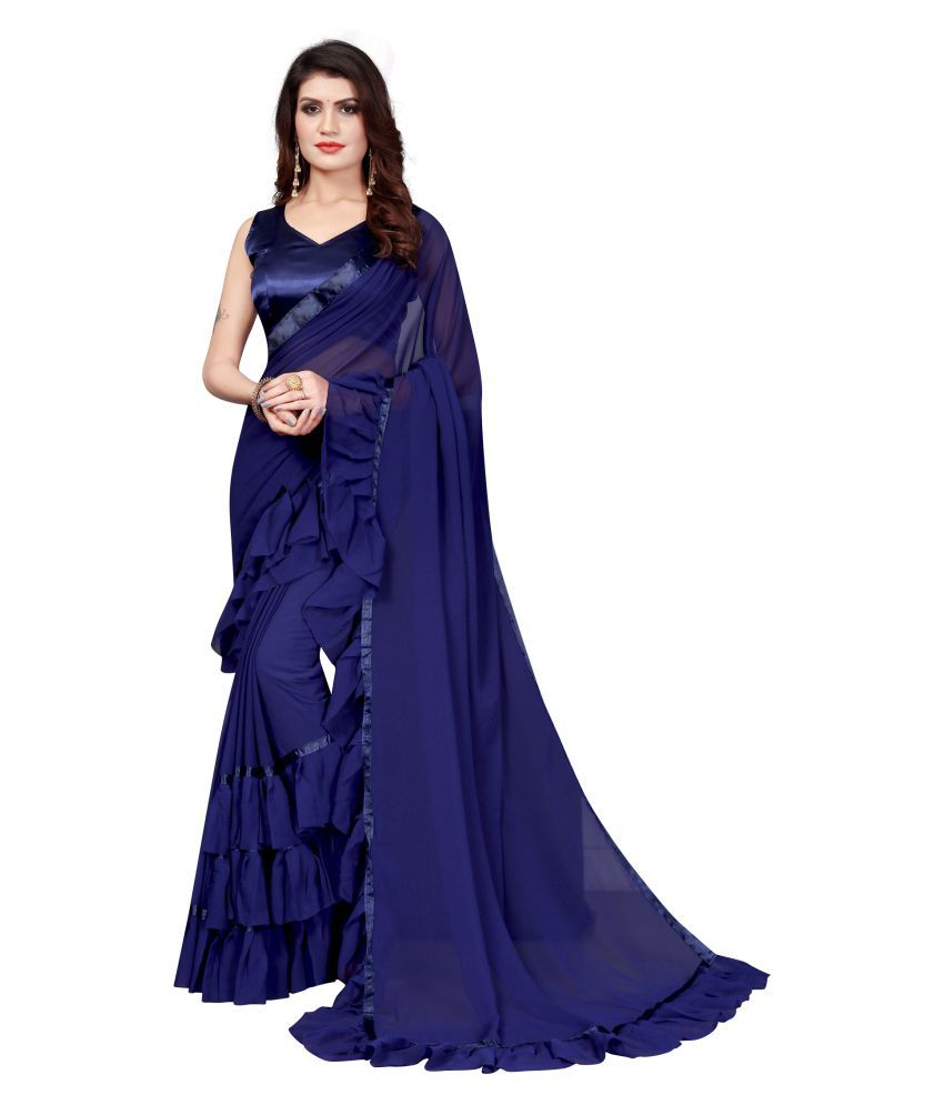     			Aika Blue Georgette Saree - Single