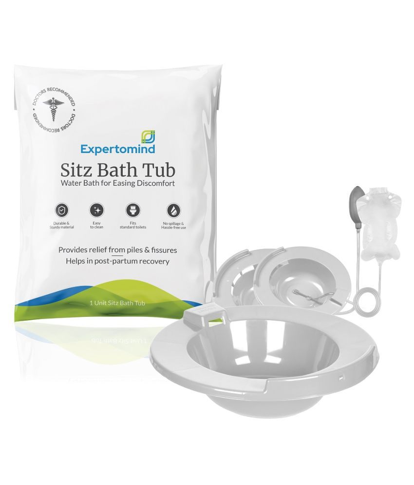     			Expertomind Sitz Bath Tub for Men & Women | Recovery from Pain, Hemorrhoids & Postpartum | Non-Toxic Plastic | Includes Air Pump & Water Bag - Grey Color (Pack of 1)