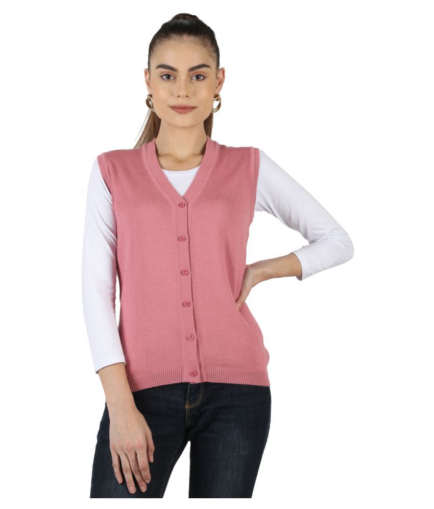     			Monte Carlo Cotton Blend Pink Buttoned Cardigans - Single