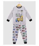 Lazy Shark Boys Cotton Blend Tshirt & Pajama Set ( Grey )