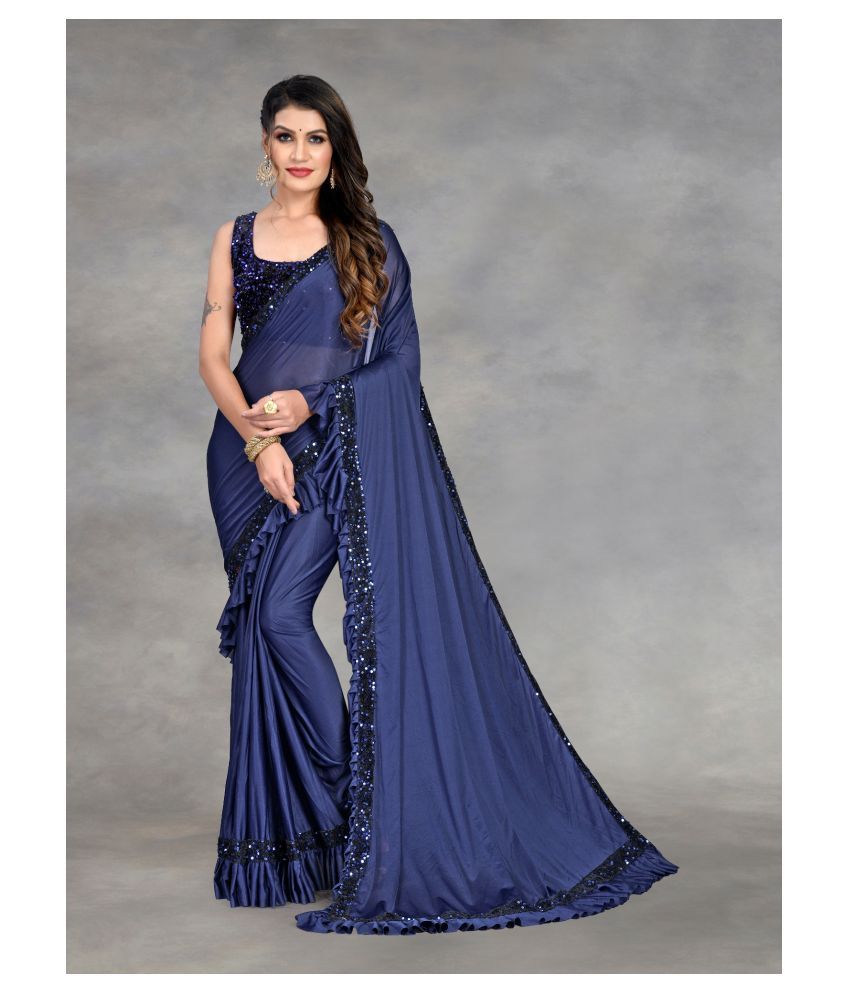     			Aika Blue Lycra Saree - Single